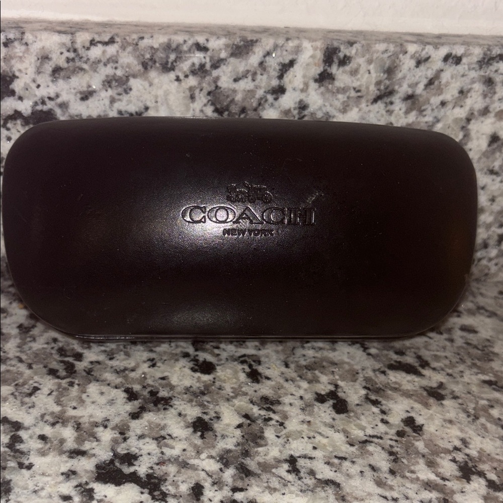 Coach Black Leather Sunglasses Case w/ Authentic Cleaning Cloth Hard Shell - Picture 1 of 5